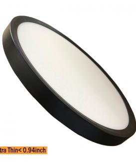 12inch Dia 30cm 24mm Thickness Black IP44 Ultra Slim Flat LED Surface Light with Inbuilt Smart Microwave Motion Sensor - 副本